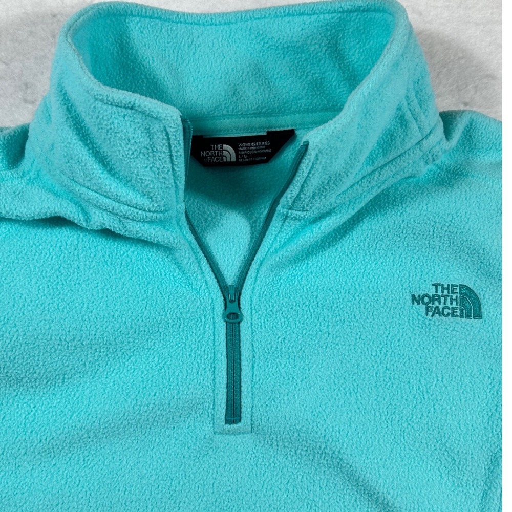 The North Face Womens TKA 100 Fleece 1/4 Zip Pullover Turquoise Aqua Blue Large
